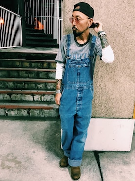 「キヤップ」｜「アイテム（オールインワン・サロペット）」を使った、TERRYさん（メンズ・172cm）の夏コーディネート