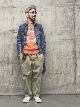 「RRL（ダブル アール エル）のアイテム（スウェット）」を使った、TERRYさん（メンズ・172cm）の冬コーディネート