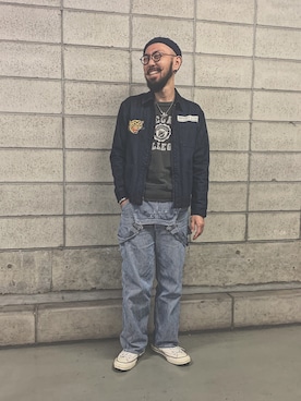 「Lee（リー）のアイテム（サロペット/オーバーオール）」を使った、TERRYさん（メンズ・172cm）の春コーディネート