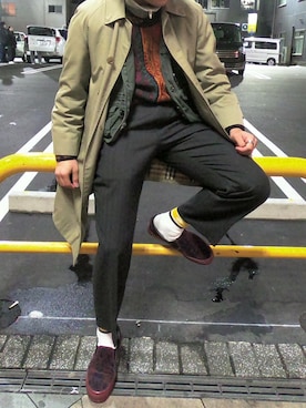 「おとなコーデ」｜「アイテム（スリッポン）」を使った、戸塚 蓮さん（メンズ・172cm）の冬コーディネート