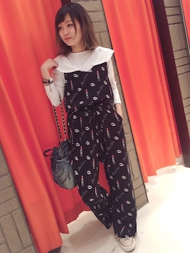 「RNA（アールエヌエー）のアイテム（つなぎ/オールインワン）」を使った、まみたすさん（レディース・152cm）の春コーディネート