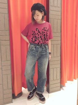 「RNA（アールエヌエー）のアイテム（帽子）」を使った、まみたすさん（レディース・152cm）の夏コーディネート