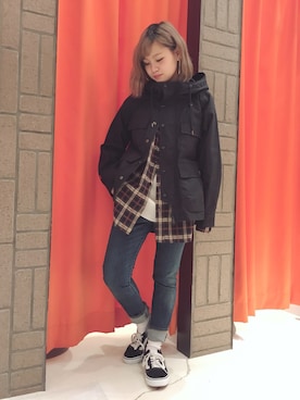 「RNA（アールエヌエー）のアイテム（ジャケット/アウター）」を使った、まみたすさん（レディース・152cm）の秋コーディネート