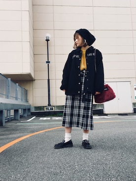 「RNA（アールエヌエー）のアイテム（その他アウター）」を使った、まみたすさん（レディース・152cm）の秋コーディネート