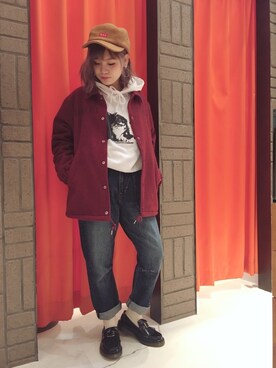 「RNA（アールエヌエー）のアイテム（その他アウター）」を使った、まみたすさん（レディース・152cm）の冬コーディネート
