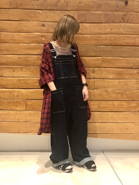 「RNA（アールエヌエー）のアイテム（オールインワン・サロペット）」を使った、まみたすさん（レディース・152cm）の夏コーディネート