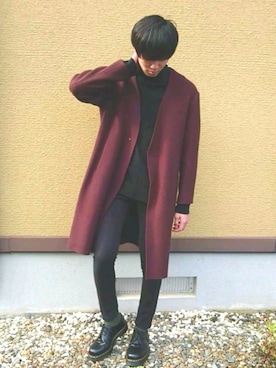 「abahouse」｜「アイテム（チェスターコート）」を使った、たけさん。さん（メンズ・182cm）の秋コーディネート