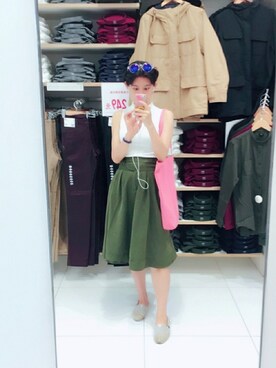 「H&M（エイチ・アンド・エム）のアイテム（サングラス）」を使った、朵铎萌さん（レディース・157cm）の夏コーディネート