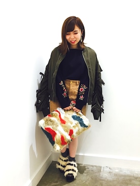 「LEE」｜「アイテム（ブルゾン）」を使った、みにさん（レディース・145cm）の秋コーディネート