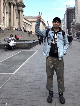 「travel」｜「アイテム（ジャケット/アウター）」を使った、Steven Pengさん（メンズ・180cm）の夏コーディネート