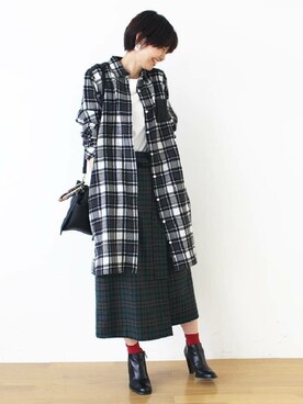 「2018マイベストコーデ」｜「アイテム（シャツワンピース）」を使った、リブイン_フェリシモさん（レディース・161cm）の冬コーディネート