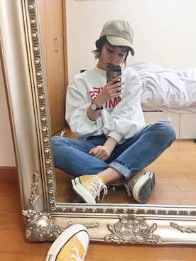 「ドラフトリーバイス」｜「アイテム（スウェット）」を使った、fumiさん（レディース・151cm）の冬コーディネート