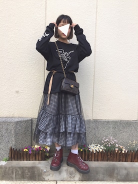 「THRASHER（スラッシャー）のアイテム」を使った、fumiさん（レディース・151cm）の春コーディネート