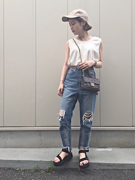 「Teva（テバ）のアイテム（シューズ）」を使った、fumiさん（レディース・151cm）の夏コーディネート