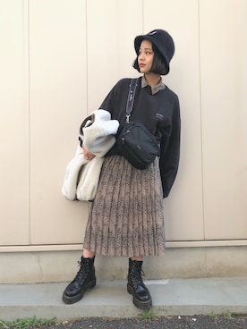 「agnes b.（アニエスベー）のアイテム（バッグ）」を使った、fumiさん（レディース・151cm）の秋コーディネート