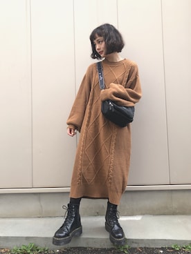 「agnes b.（アニエスベー）のアイテム（バッグ）」を使った、fumiさん（レディース・151cm）の冬コーディネート