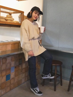 「A.P.C.（アーペーセー）のアイテム（パンツ）」を使った、fumiさん（レディース・151cm）の冬コーディネート