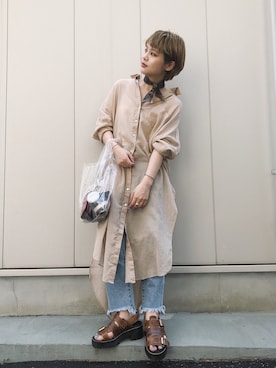 「アイテム（シャツワンピース）」を使った、fumiさん（レディース・151cm・20代）の夏コーディネート