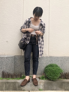 「ZOZO（ゾゾ）のスリムテーパードデニムパンツ［WOMEN］（デニムパンツ）」を使った、fumiさん（レディース・151cm）の秋コーディネート
