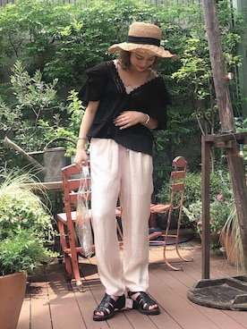「flower」｜「アイテム（帽子）」を使った、fumiさん（レディース・150cm）の夏コーディネート