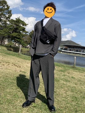 「CASPER JOHN（キャスパージョン）のCasper John　テーパードワイドパンツ（その他パンツ、グレー系）」を使った、ちーさん（メンズ・169cm）の秋コーディネート