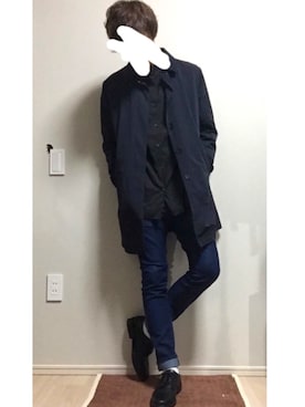 「アイテム（ステンカラーコート）」を使った、Ryooooさん（メンズ・173cm・10代）の冬コーディネート