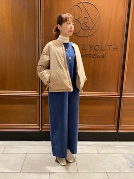 「RECOMMEND  ITEM STYLING」｜「アイテム（ダウンジャケット/コート）」を使った、narumiさん（レディース・158cm）の秋コーディネート
