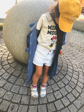 「おんなのこコーデ」｜「アイテム（シャツワンピース）」を使った、RIRIさん（キッズ・110cm）の春コーディネート
