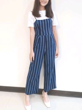 「NET（ネット）のアイテム（オールインワン・サロペット）」を使った、Yarina さん（レディース・163cm）の夏コーディネート