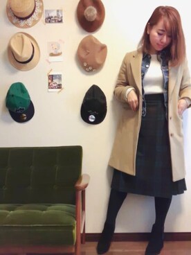 kozzy♡使用「IENA（ハミルトンウールベーシックチェスターコート◆）」的時尚穿搭