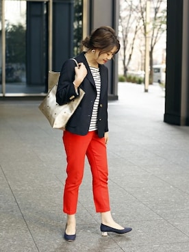 「アイテム（トートバッグ、ゴールド系）」を使った、nagiさん（レディース・160cm）の冬コーディネート