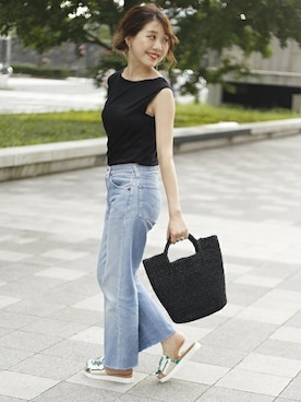 「アイテム（サンダル、グリーン系）」を使った、nagiさん（レディース・160cm）の夏コーディネート