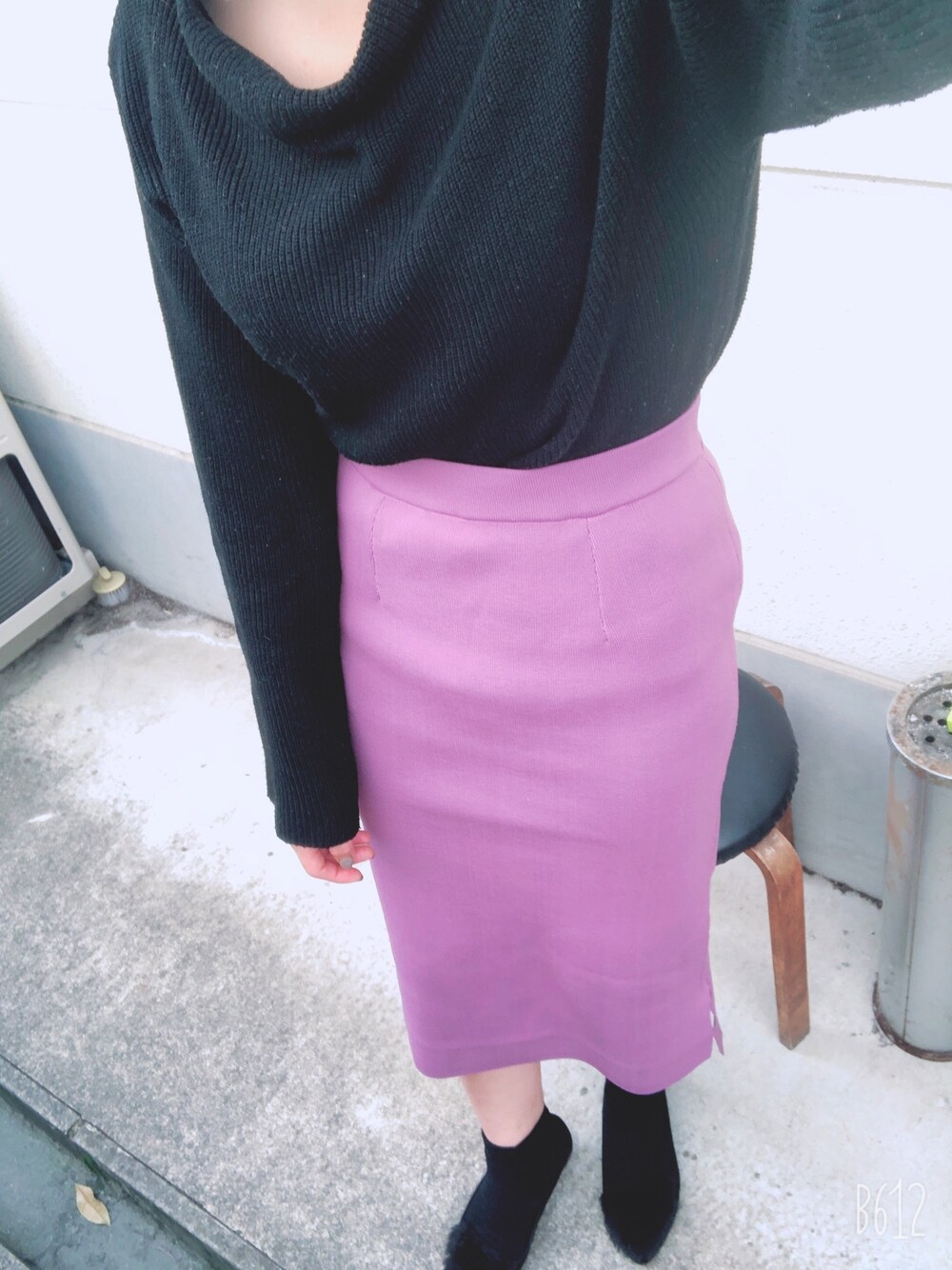「JEANASISのアイテム（スカート、パープル系）」を使った、♡さん（レディース・165cm）の春コーディネートの1枚目の写真