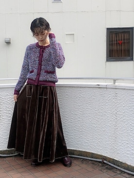 「ベロアスカート」｜「アイテム（その他シューズ）」を使った、miokaさん（レディース・162cm）の秋コーディネート