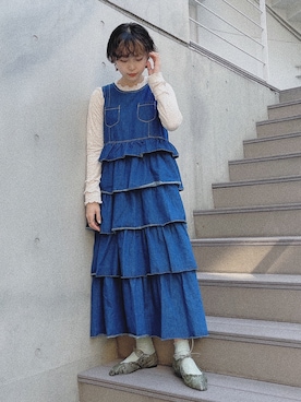 「merry jenny（メリージェニー）のアイテム（ジャンパースカート）」を使った、miokaさん（レディース・162cm）の冬コーディネート