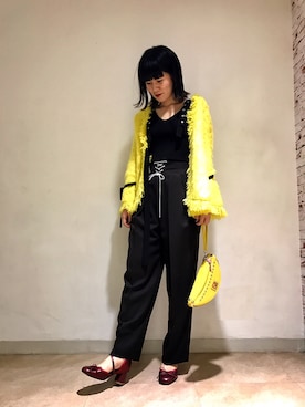 「FURFUR（ファーファー）のふわふわフリンジカーディガン（トップス、その他）」を使った、FURFUR ルミネエスト新宿店さん（レディース・160cm）の秋コーディネート