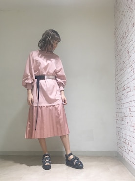 「FURFUR（ファーファー）のカラーロングベルト（ベルト、ブルー系）」を使った、FURFUR ルミネエスト新宿店さん（レディース・160cm）の春コーディネート