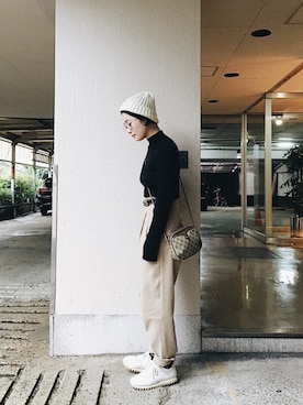 「EN ROUTE（アンルート）のアイテム（パンツ）」を使った、kayaさん（レディース・157cm）の秋コーディネート