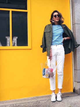 「Mila Owen（ミラオーウェン）のカットオフストレートデニム（デニムパンツ）」を使った、mariko   さん（レディース・170cm）の春コーディネート