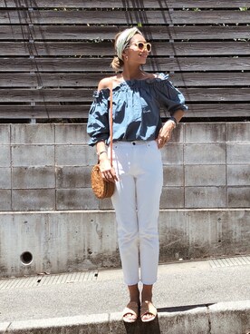 「Mila Owen（ミラオーウェン）のカットオフストレートデニム（デニムパンツ）」を使った、mariko   さん（レディース・170cm）の夏コーディネート