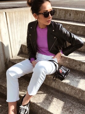 「Mila Owen（ミラオーウェン）のカットオフストレートデニム（デニムパンツ）」を使った、mariko   さん（レディース・170cm）の冬コーディネート