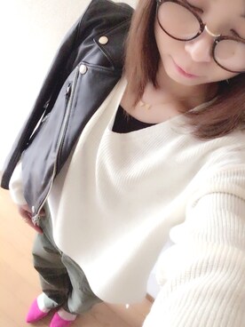 ♡ha♡さんの「【UVカット加工】メガネ」を使ったコーディネート