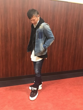 「MSGM（エムエスジーエム）のアイテム（ブーツ）」を使った、hideさん（メンズ・172cm）の冬コーディネート