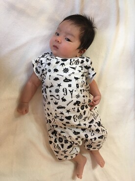 「BeBe（ベベ）のアイテム（オールインワン・サロペット）」を使った、Rinka★Yukiさん（キッズ・60cm）の夏コーディネート