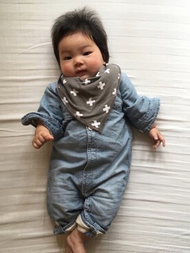 「アイテム（スタイ/よだれかけ、グレー系）」を使った、Rinka★Yukiさん（キッズ・70cm）の秋コーディネート