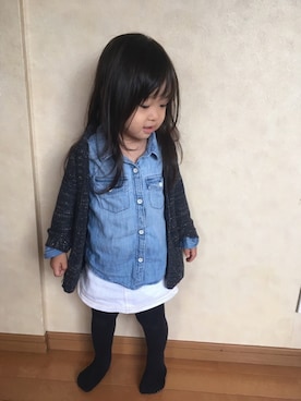 「H&M（エイチ・アンド・エム）のアイテム（カーディガン/ボレロ）」を使った、Rinka★Yukiさん（キッズ・90cm）の秋コーディネート