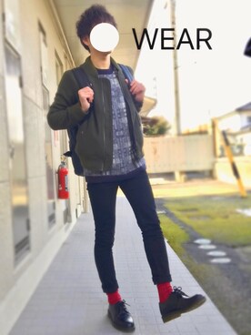 「CASPER JOHN（キャスパージョン）のアイテム（MA-1）」を使った、ぷれさん（メンズ・169cm）の冬コーディネート