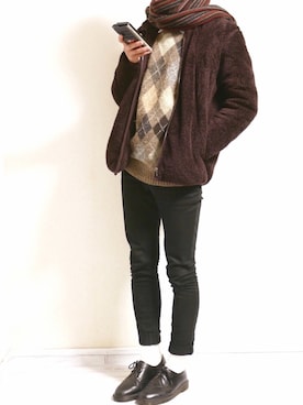 「jiggys shop（ジギーズショップ）のアイテム（チノパンツ）」を使った、ぷれさん（メンズ・168cm）の冬コーディネート
