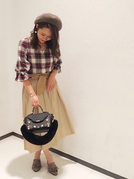 「サッシュベルト」｜「アイテム（スリッポン）」を使った、yuka.c5さん（レディース・159cm）の秋コーディネート
