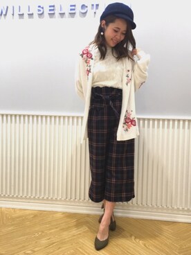 「刺繍」｜「アイテム（キャスケット）」を使った、yuka.c5さん（レディース・159cm）の秋コーディネート